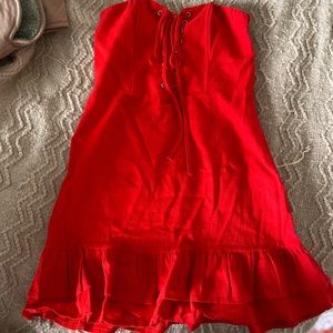 Womens Red Strapless Dress